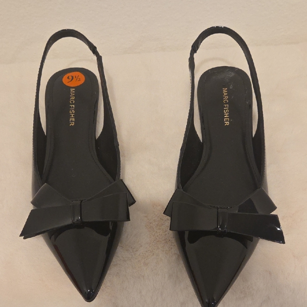 Marc Fisher Black Patent Slingback Heels